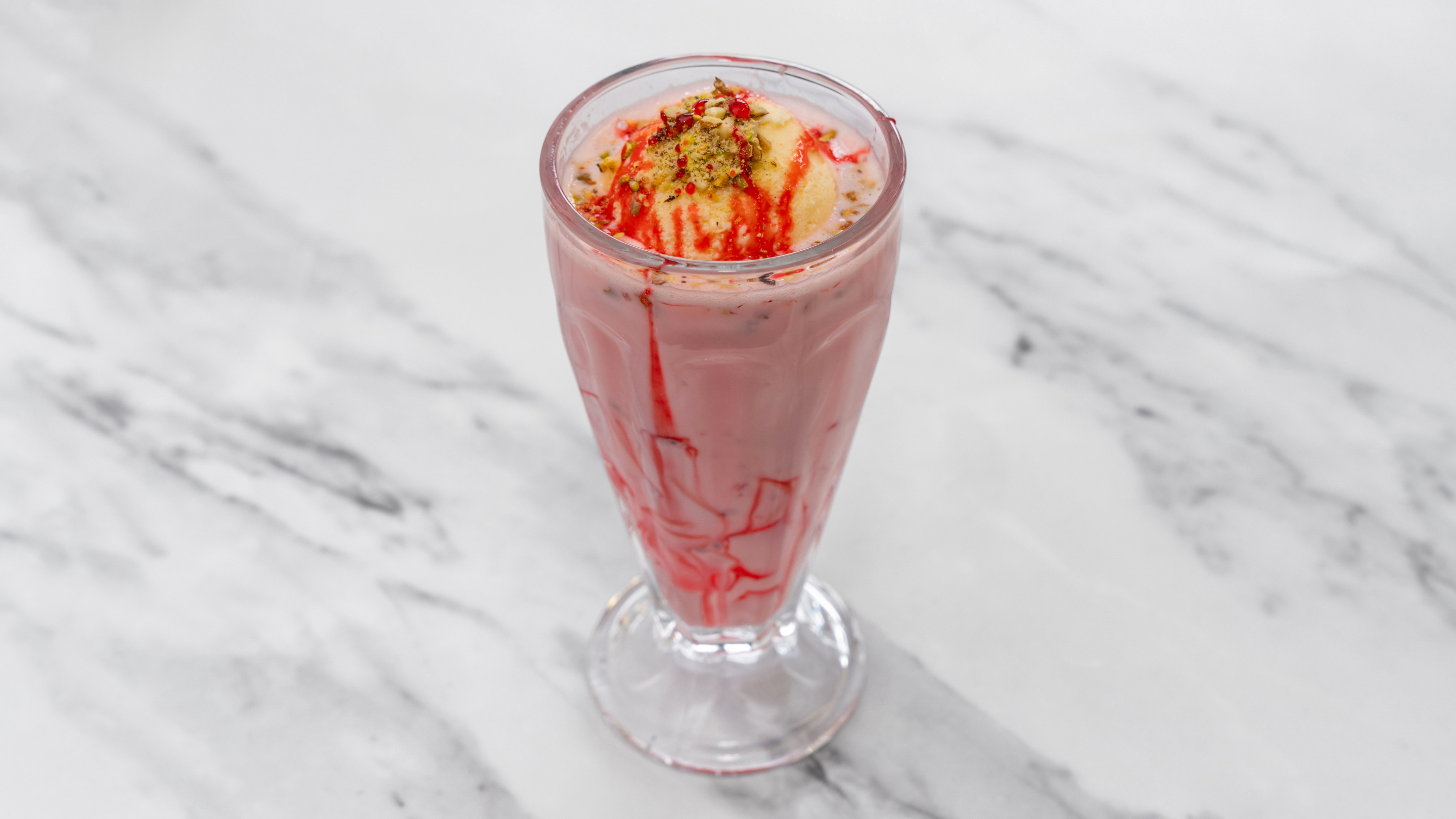 Sim's Strawberry Falooda with Ice-cream